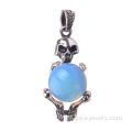 Gems Precious Opal Jewelry Skull Silver Pendant